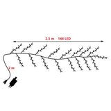Instalatie Craciun Tip Creanga 144 Led-Uri, Conectare La Retea, 8 Jocuri De Lumini, Telecomanda, 2.5 M, Prelungitor 2 M, 3V, 1.5V, Fir, Alb Cald - vivimall.ro