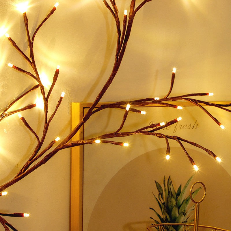 Instalatie Craciun Tip Creanga 144 Led-Uri, Conectare Usb, 8 Jocuri De Lumini, Telecomanda, 2.5 M, Prelungitor 2 M, 3V, Fir, Alb Cald - vivimall.ro