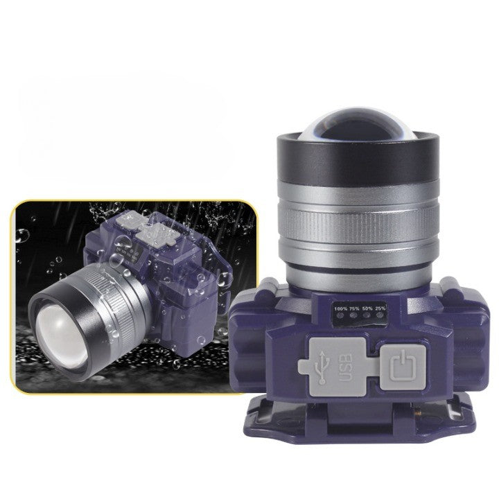 Lanterna Led De Montat Pe Cap, Cu Raza Lunga De Zoom, Far Telescopic, Reglabil, Rezistent La Apa, Pentru Pescuit In Aer Liber, Camping, Lumina Puternica, Lanterna