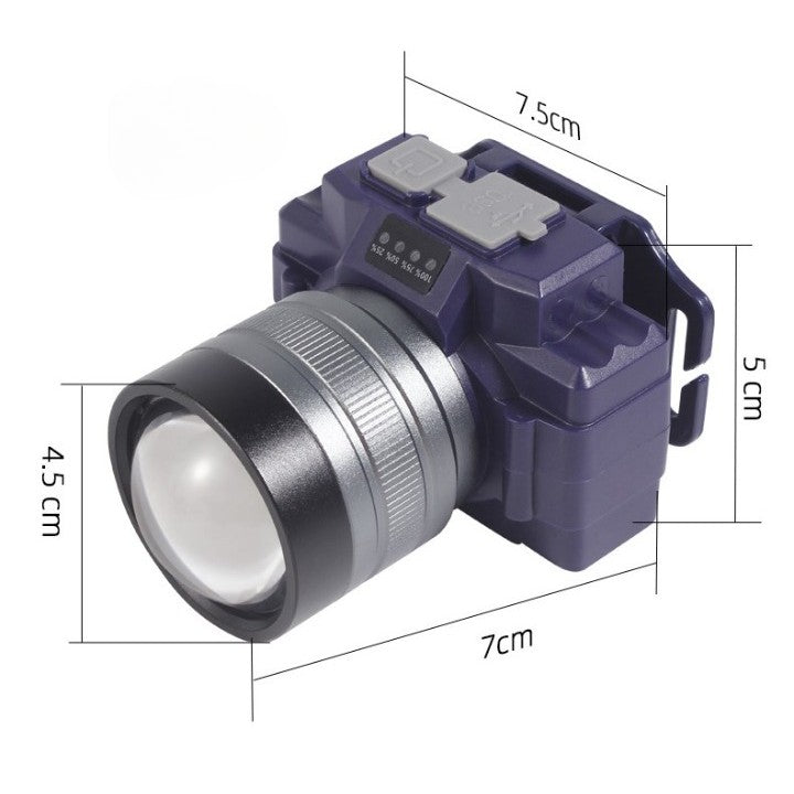 Lanterna Led De Montat Pe Cap, Cu Raza Lunga De Zoom, Far Telescopic, Reglabil, Rezistent La Apa, Pentru Pescuit In Aer Liber, Camping, Lumina Puternica, Lanterna