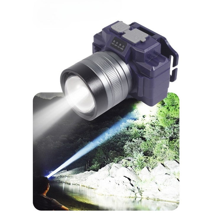 Lanterna Led De Montat Pe Cap, Cu Raza Lunga De Zoom, Far Telescopic, Reglabil, Rezistent La Apa, Pentru Pescuit In Aer Liber, Camping, Lumina Puternica, Lanterna