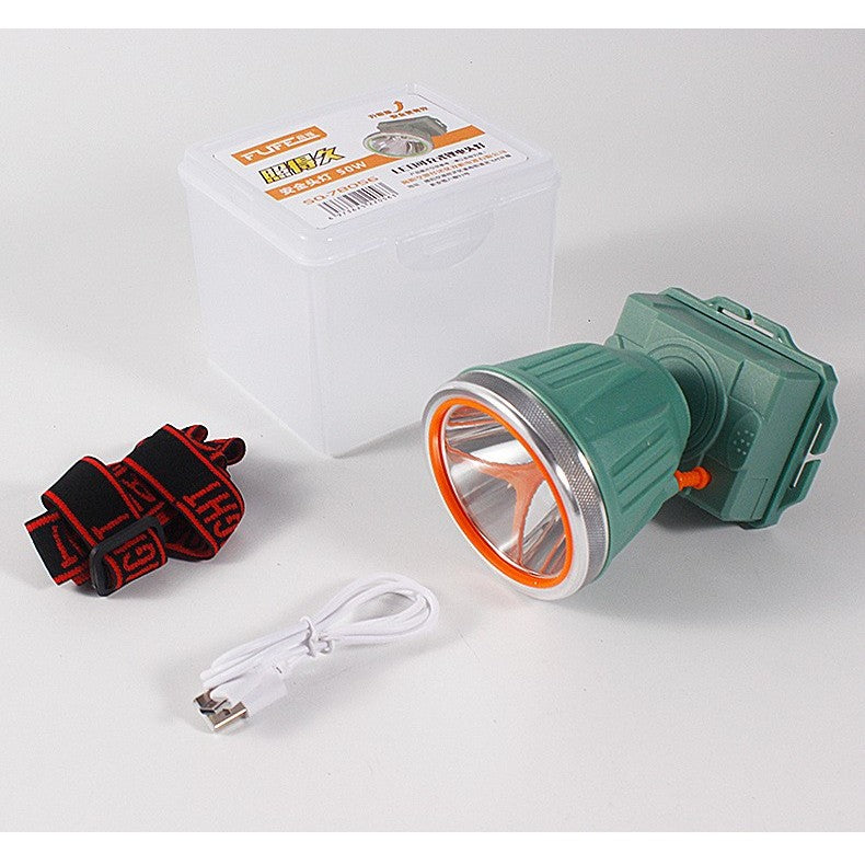 Lanterna LED de Montat pe Cap, Vivimall, cu Raza Lunga de Zoom, Reincarcabila USB, Far Telescopic, Rezistent la Apa, Reglabil, pentru Pescuit in Aer Liber, Camping, Lumina Puternica, Lanterna, 10.5x8x6.5 cm, Verde Inchis - vivimall.ro