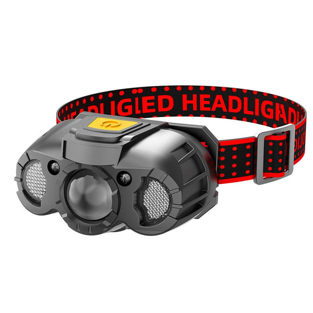 Lanterna Led De Cap, Cu Suport Inclus, Incarcare Usb Tip C, Raza 100-200M, 5W, 6 Trepte De Lumina, 400 Mah - vivimall.ro
