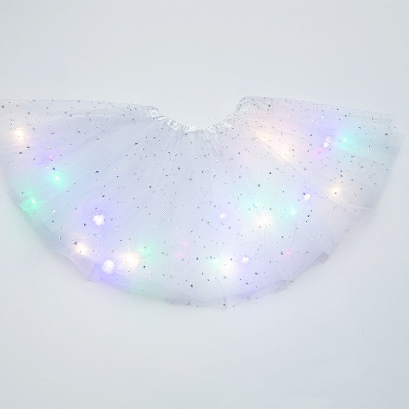 Fusta Led Pentru Copii, Tutu De Balet Pentru Fetite Cu Luminite E Incorporate, 30 Cm Lungime, Alb - vivimall.ro
