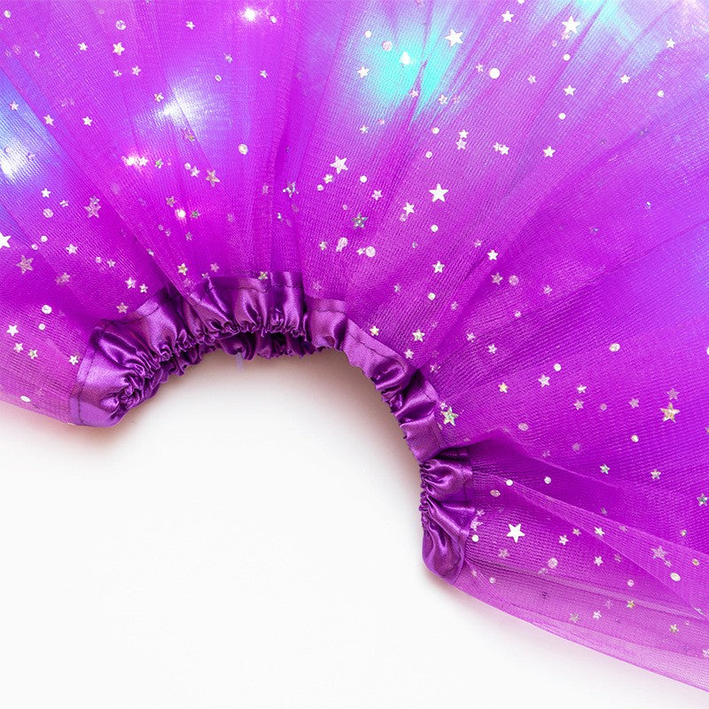 Fusta Led Pentru Copii, Tutu De Balet Pentru Fetite Cu Luminite E Incorporate, 30 Cm Lungime, Mov - vivimall.ro