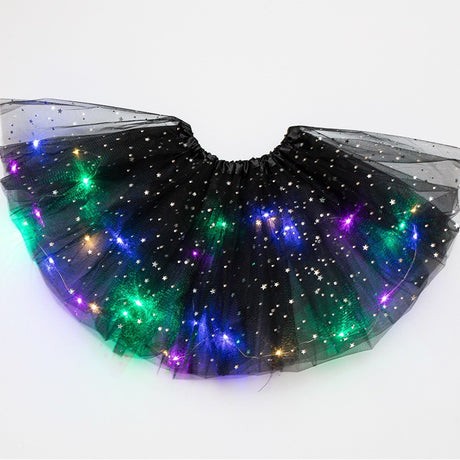 Fusta Led Pentru Copii, Tutu De Balet Pentru Fetite Cu Luminite E Incorporate, 30 Cm Lungime, Negru - vivimall.ro
