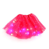 Fusta Led Pentru Copii, Tutu De Balet Pentru Fetite Cu Luminite E Incorporate, 30 Cm Lungime, Rosu - vivimall.ro