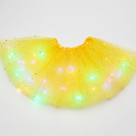 Fusta Led Pentru Copii, Tutu De Balet Pentru Fetite Cu Luminite E Incorporate, 30 Cm Lungime, Galben - vivimall.ro