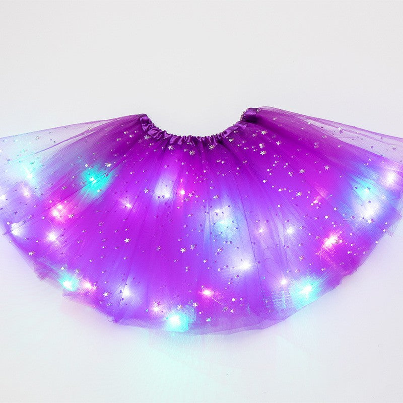 Fusta Led Pentru Copii, Tutu De Balet Pentru Fetite Cu Luminite E Incorporate, 30 Cm Lungime, Mov - vivimall.ro