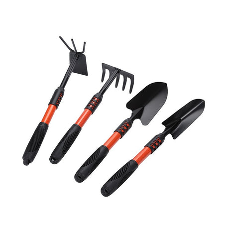 Set 4 Unelte De Gradina Maner Extensibil, Pentru Plantare Prelucrare Sol Si Ingrijire Plante, Material Otel Carbon, Negru - vivimall.ro