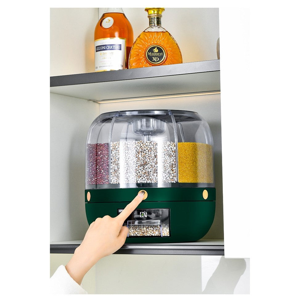 Dozator De Cereale Rotativ 360, 6 Compartimente, Capacitate 3 L, Rezistent La Umezeala, Inchidere Etansa - vivimall.ro