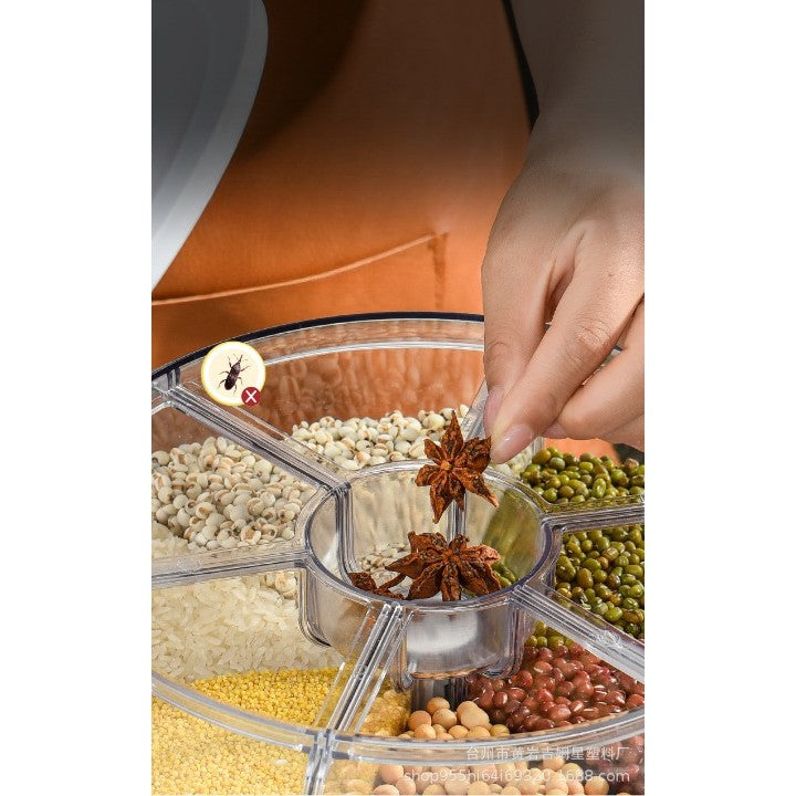 Dozator De Cereale Rotativ 360, 6 Compartimente, Capacitate 3 L, Rezistent La Umezeala, Inchidere Etansa - vivimall.ro