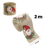 Panglica Decorativa pentru Craciun, Flippy, Ornament pentru Brad de Craciun, Pretreceri, Panglica cu Design Spiridus, 200 x 6.3 cm, Khaki- - vivimall.ro