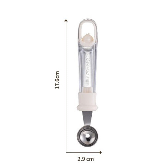 Lingura Pentru Bile De Fructe, Scobitor Fructe, Ustensila Multifunctionala Pentru Fructe, Accesoriu De Bucatarie, Lingura Antialunecare Pentru Salata De Fructe, 17.6 X 2.9 Cm, Bej - vivimall.ro