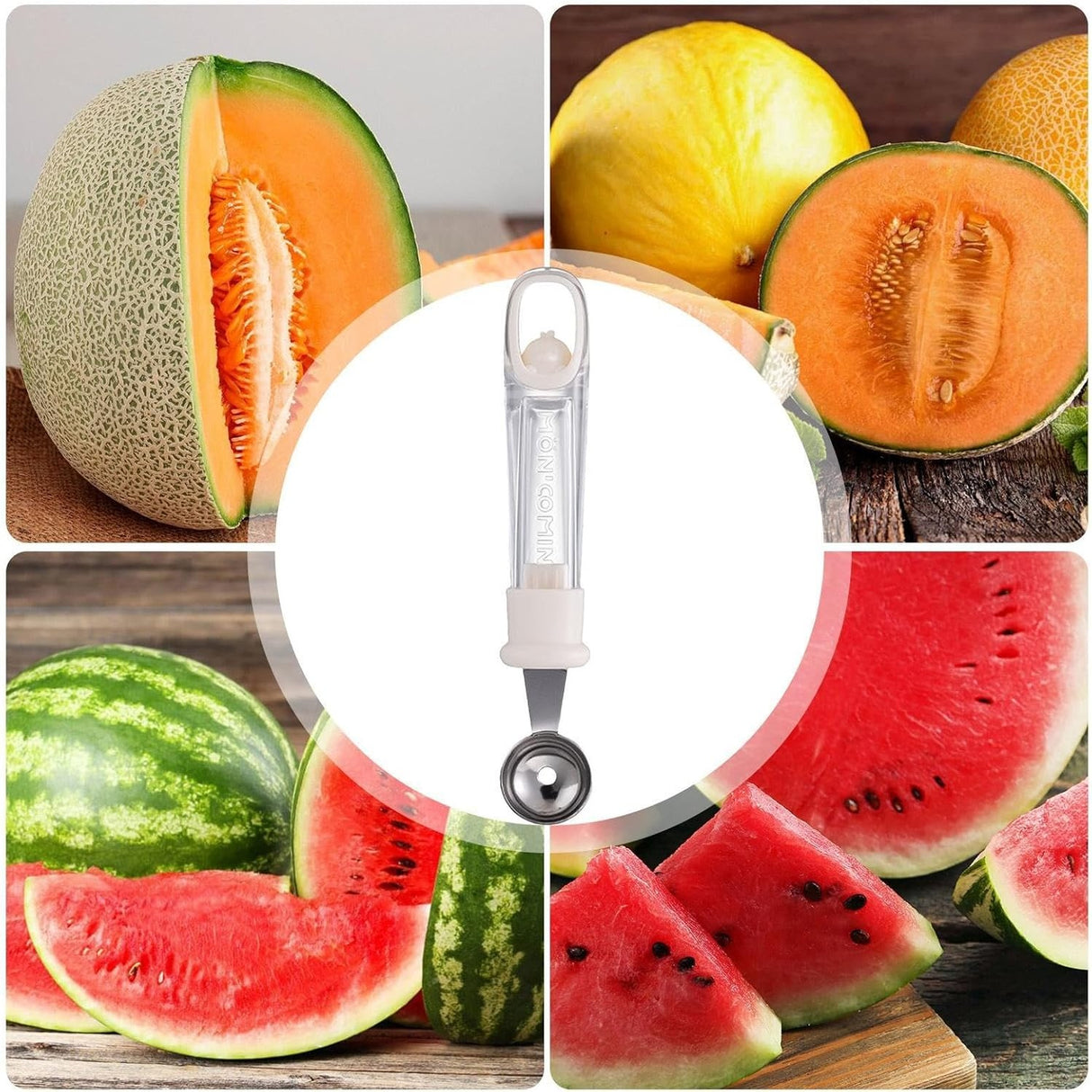 Lingura Pentru Bile De Fructe, Scobitor Fructe, Ustensila Multifunctionala Pentru Fructe, Accesoriu De Bucatarie, Lingura Antialunecare Pentru Salata De Fructe, 17.6 X 2.9 Cm, Bej - vivimall.ro