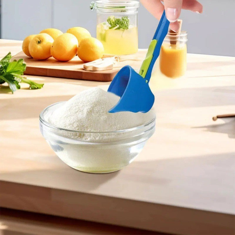Lingura pentru Proteine, Vivimall, Lingura cu Palnie Culisanta, Lingura Dozator pentru Lapte Praf si Suplimente, 12.5 cm, Albastru - vivimall.ro