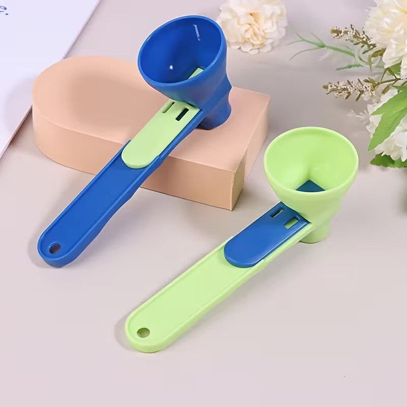 Lingura pentru Proteine, Vivimall, Lingura cu Palnie Culisanta, Lingura Dozator pentru Lapte Praf si Suplimente, 12.5 cm, Albastru - vivimall.ro