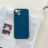 Husa protectie Flippy compatibila cu iPhone 12 Pro (6.1), Liquid MagSafe, ring-shaped, magnetica, Albastru - vivimall.ro