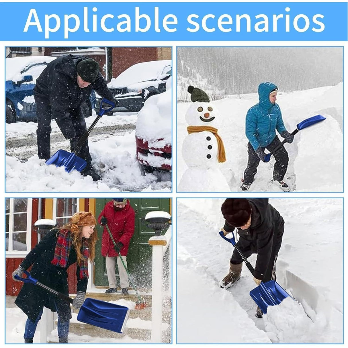 Lopata de Zapada, Vivimall, Multifunctionala, Demontabila, cu Maner Antiderapant, Aluminiu, Plastic, Solutia pentru Iarna, pentru Deszapezire, 80x11x25.7 cm, Albastra - vivimall.ro