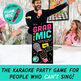 Joc de Societate Grab The Mic, Flippy, Tip Karaoke, 125 de Carti cu Cuvinte, Microfon din Spuma, Tabla de Joc, Jetoane, 11.5 x 22 x 7 cm, Negru/Roz- - vivimall.ro