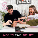 Joc de Societate Grab The Mic, Flippy, Tip Karaoke, 125 de Carti cu Cuvinte, Microfon din Spuma, Tabla de Joc, Jetoane, 11.5 x 22 x 7 cm, Negru/Roz- - vivimall.ro