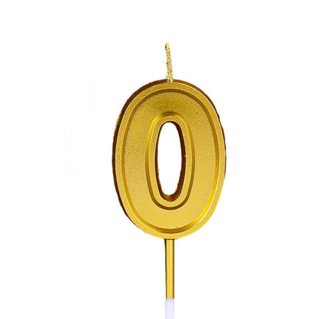 Lumanare pentru Tort Cifra 0, Vivimall, 4.8 cm, Aniversare, Aurie - vivimall.ro