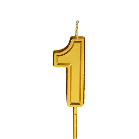 Lumanare Pentru Tort Cifra 1, 4.8 Cm, Aniversare, Aurie - vivimall.ro