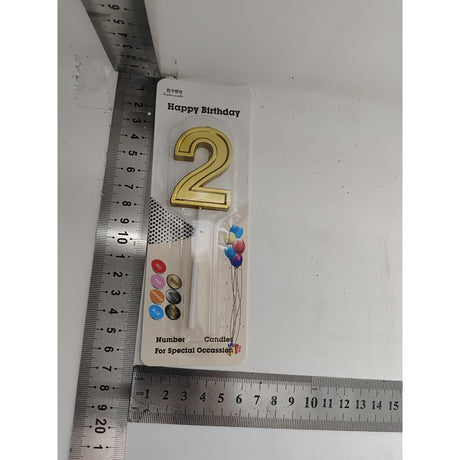 Lumanare Pentru Tort Cifra 2, 4.8 Cm, Aniversare, Aurie - vivimall.ro
