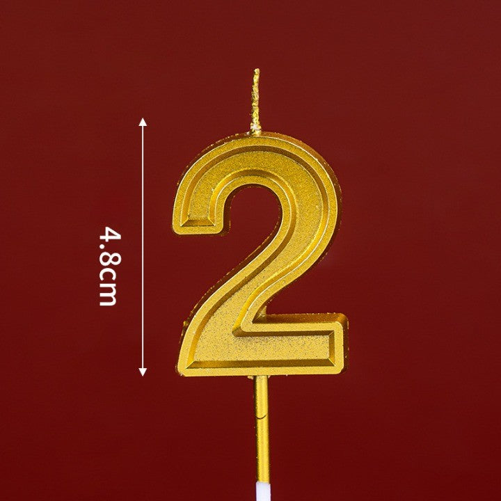 Lumanare pentru Tort Cifra 2, Vivimall, 4.8 cm, Aniversare, Aurie - vivimall.ro