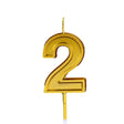 Lumanare pentru Tort Cifra 2, Vivimall, 4.8 cm, Aniversare, Aurie - vivimall.ro