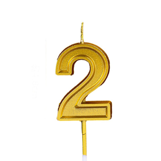 Lumanare pentru Tort Cifra 2, Vivimall, 4.8 cm, Aniversare, Aurie - vivimall.ro