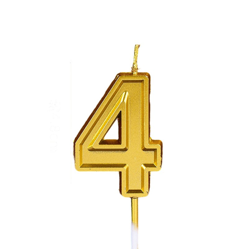Lumanare Pentru Tort Cifra 4, 4.8 Cm, Anivesare, Aurie - vivimall.ro