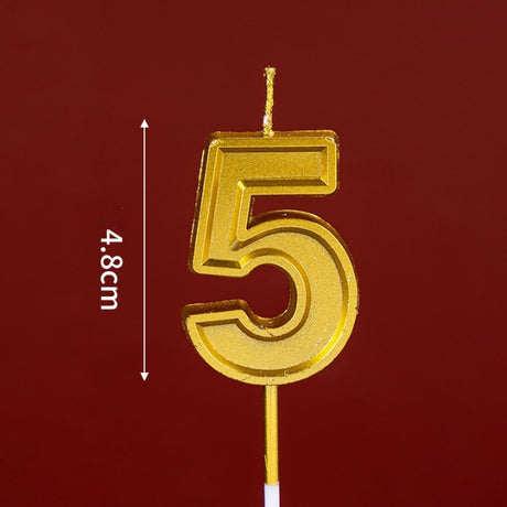 Lumanare Pentru Tort Cifra 5, 4.8 Cm, Aniversare, Aurie - vivimall.ro