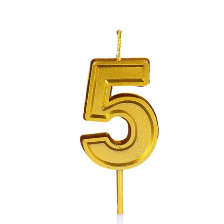 Lumanare Pentru Tort Cifra 5, 4.8 Cm, Aniversare, Aurie - vivimall.ro