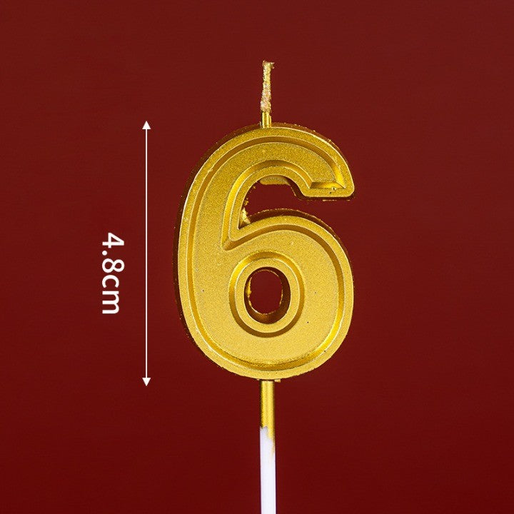 Lumanare pentru Tort Cifra 6, Vivimall, 4.8 cm, Aniversare, Aurie - vivimall.ro