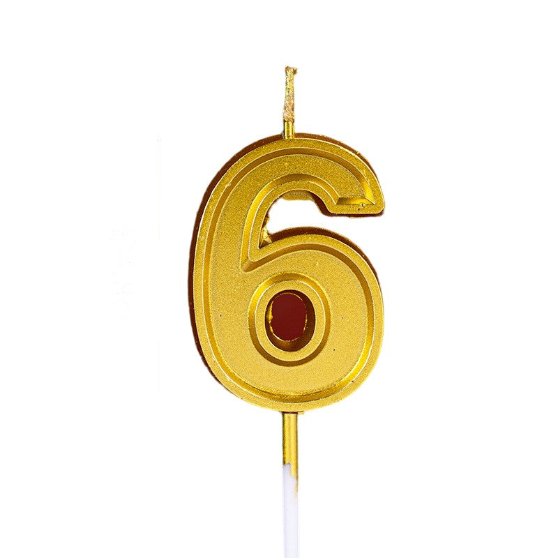 Lumanare Pentru Tort Cifra 6, 4.8 Cm, Aniversare, Aurie - vivimall.ro