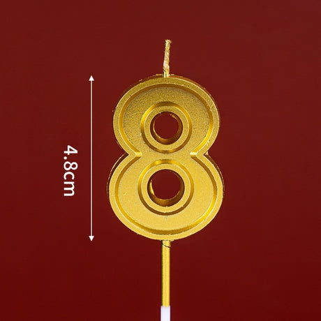 Lumanare Pentru Tort Cifra 8, 4.8 Cm, Aniversare, Aurie - vivimall.ro