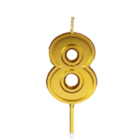 Lumanare Pentru Tort Cifra 8, 4.8 Cm, Aniversare, Aurie - vivimall.ro
