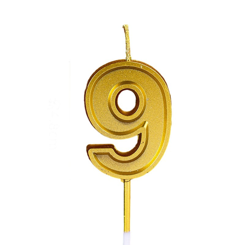 Lumanare Pentru Tort Cifra 9, 4.8 Cm, Aniversare, Aurie - vivimall.ro