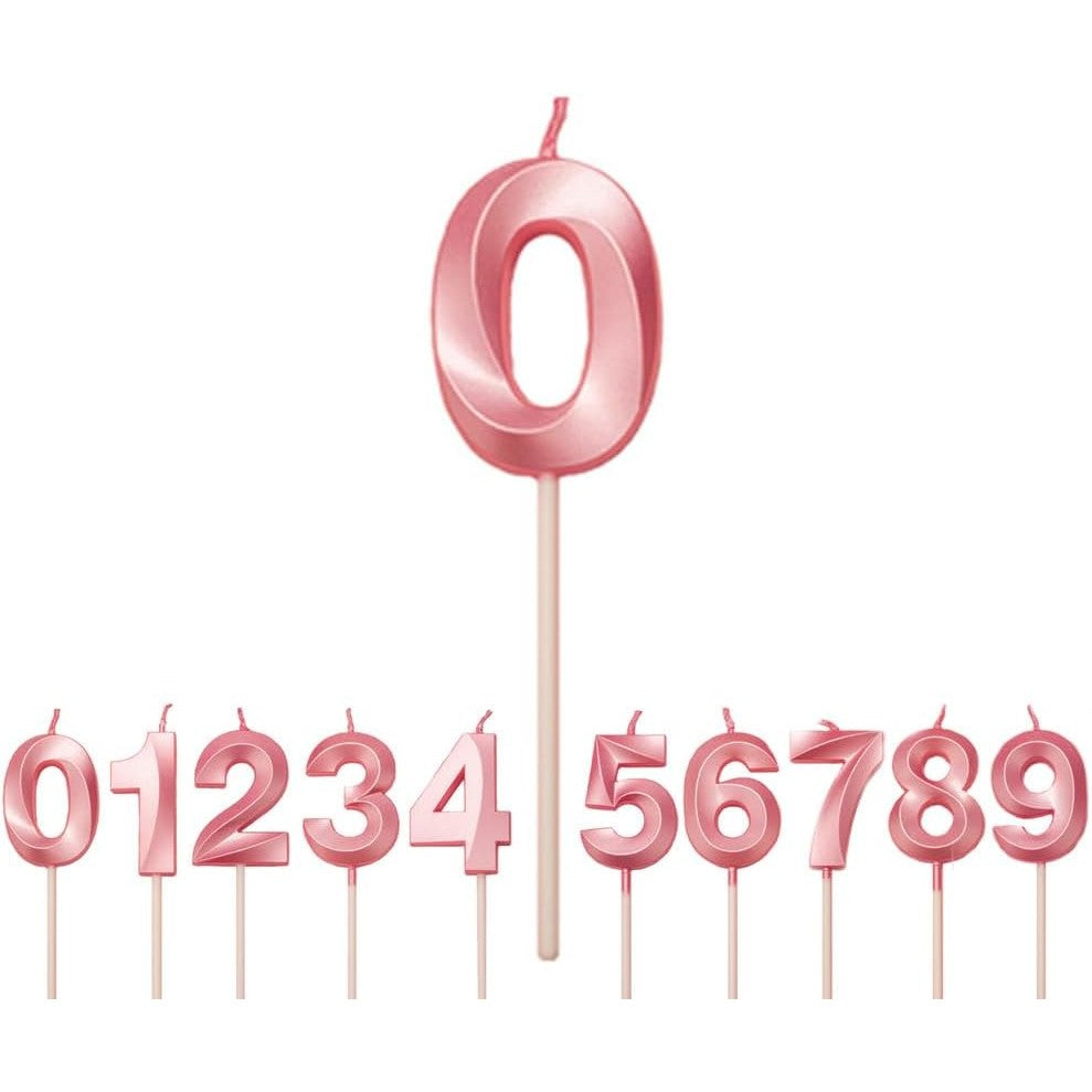 Lumanare Cifra 0, Flippy, Model Diamond, 5 x 3.4 cm, Roz - vivimall.ro
