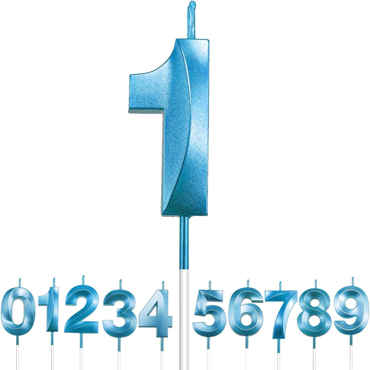 Lumanare Cifra 1, Flippy, Model Diamond, 5 x 3.4 cm, Albastru - vivimall.ro