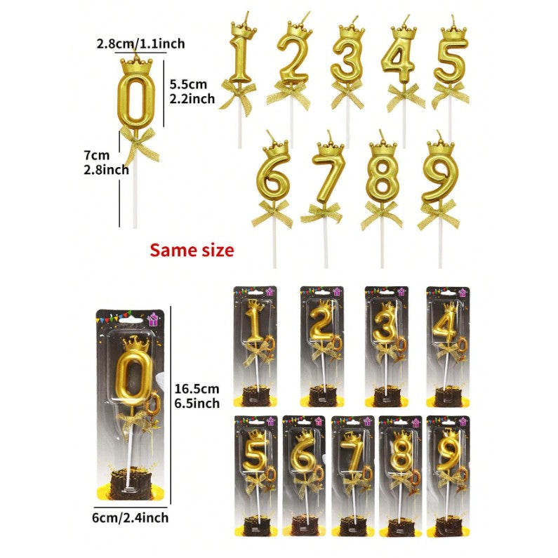 Lumanare pentru Tort Cifra 1, Model Coroana, Gold, Vivimall, Party - vivimall.ro