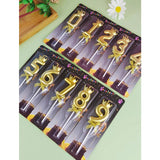 Lumanare pentru Tort Cifra 1, Model Coroana, Gold, Vivimall, Party - vivimall.ro