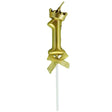 Lumanare pentru Tort Cifra 1, Model Coroana, Gold, Vivimall, Party - vivimall.ro