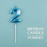 Lumanare Cifra 2, Flippy, Model Diamond, 5 x 3.4 cm, Albastru - vivimall.ro