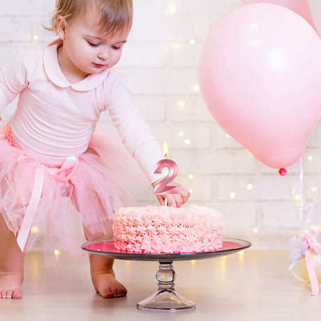 Lumanare Cifra 2, Flippy, Model Diamond, 5 x 3.4 cm, Roz - vivimall.ro