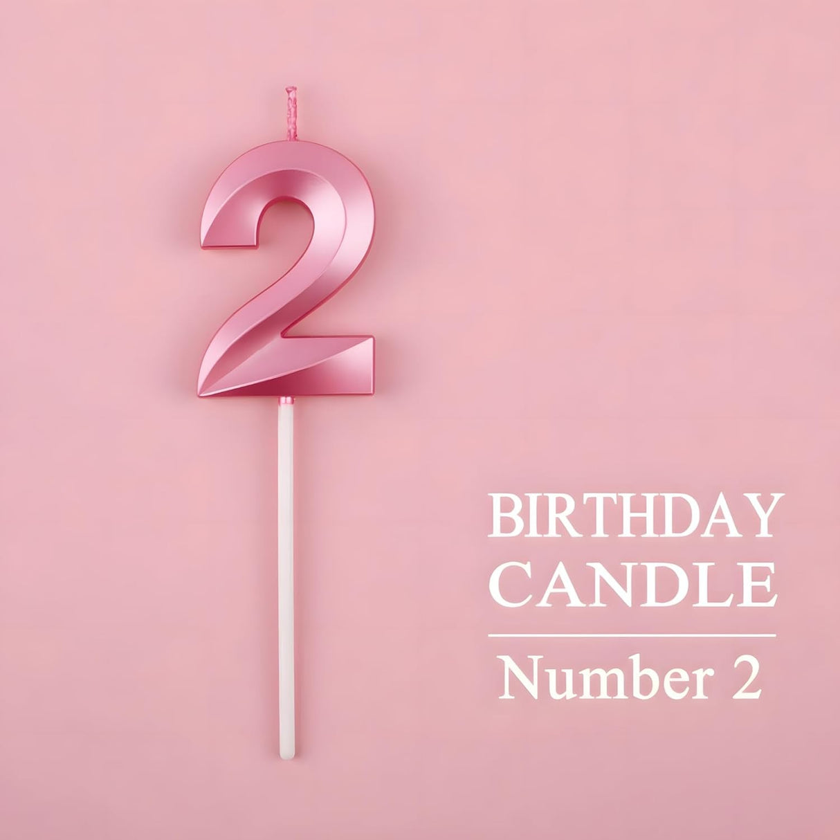 Lumanare Cifra 2, Flippy, Model Diamond, 5 x 3.4 cm, Roz - vivimall.ro