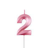 Lumanare Cifra 2, Flippy, Model Diamond, 5 x 3.4 cm, Roz - vivimall.ro