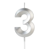 Lumanare Cifra 3, Flippy, Model Diamond, 5 x 3.4 cm, Argintiu - vivimall.ro