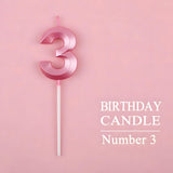 Lumanare Cifra 3, Flippy, Model Diamond, 5 x 3.4 cm, Roz - vivimall.ro